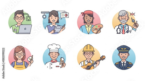Collection of Diverse Professional People Avatars.
