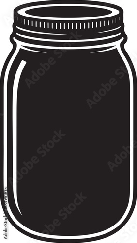 Black and White Canning Jar Icon Graphic
