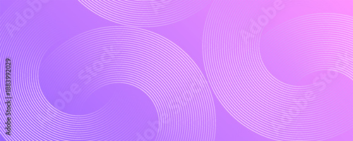 Abstract vector circle lines on pink and purple background. Geometric stripe line art design for poster, brochure, cover, website, header, web banner, modern