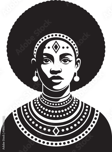 Ethnic Avatar Graphic of an African Queen with Bold Accessories