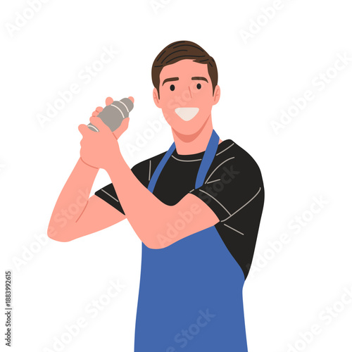 Vector of a professional bartender making cocktails in different poses pouring, shaking, serving and presenting drinks. Perfect for bar menu, website, advertising, hospitality and night life