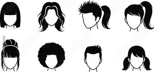 Hair style pattern icons symbol vector illustration