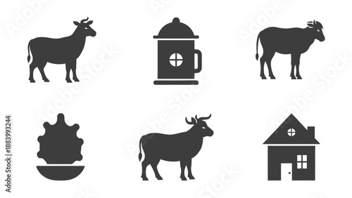 Collection of Simple Animal and Object Icons.