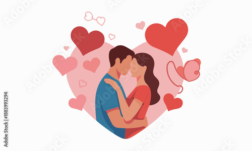Loving couple embrace silhouette icon Vector