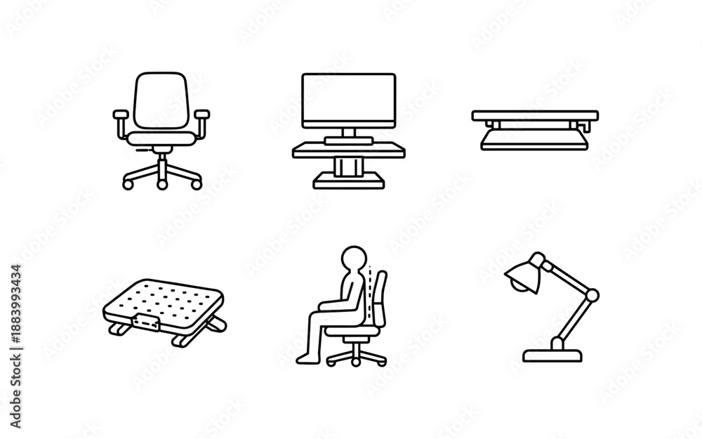 Obraz premium Ergonomic office furniture and accessories for a healthy workspace setup