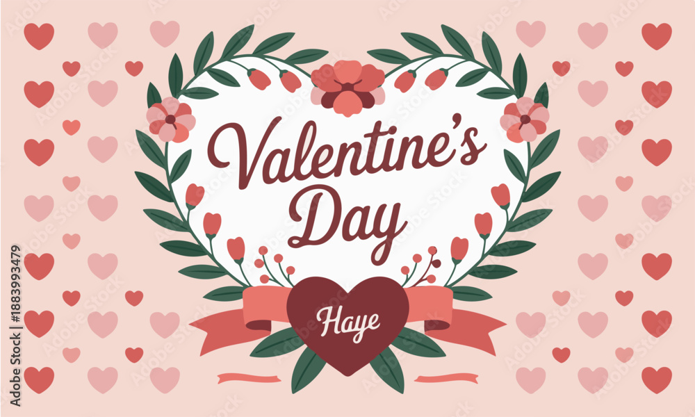 Obraz premium Valentine's heart wreath silhouette icon Vector