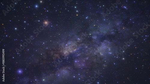 Vibrant night sky with stars and galaxy dust stellar background