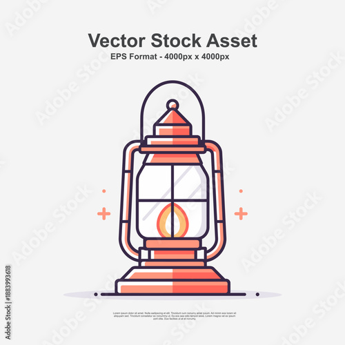 Hurricane lantern or kerosene lamp illustrated in a detailed hand drawn doodle art style with clean lines. This vintage object illustration uses vector design in EPS format, ideal for rustic, outdoor,