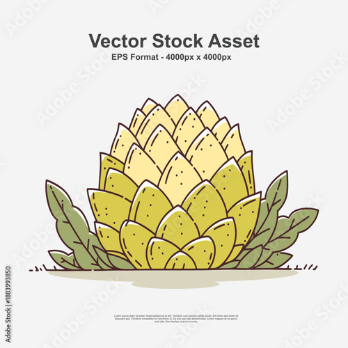 Green artichoke in hand drawn doodle art style. This fresh vegetable illustration is a clean vector design in EPS format, perfect for healthy cuisine themes and botanical food artwork.