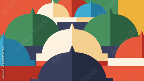 Abstract Graphic Design: Flat Geometric Shapes in Varied Colors