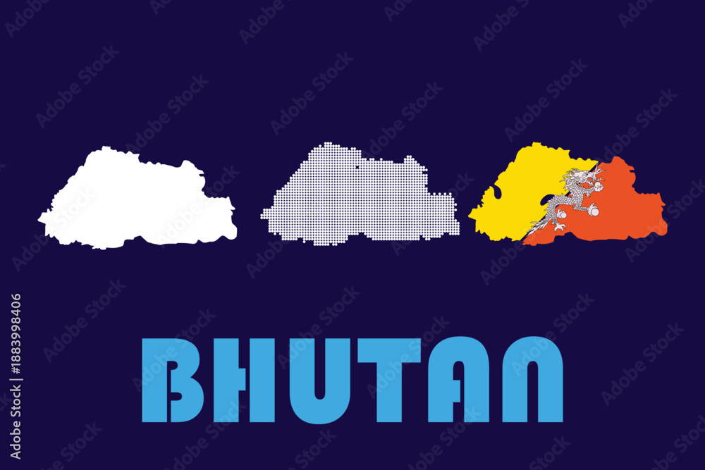 Obraz premium A colorful graphic representation of the country of Bhutan