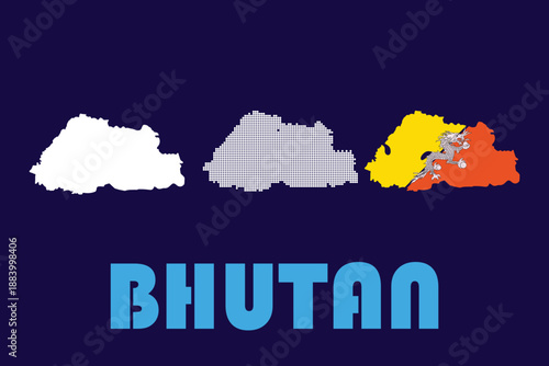 A colorful graphic representation of the country of Bhutan