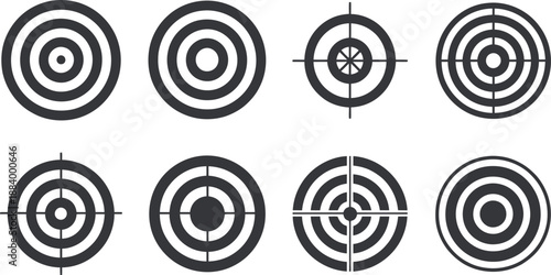 A collection of various target symbols on a white background