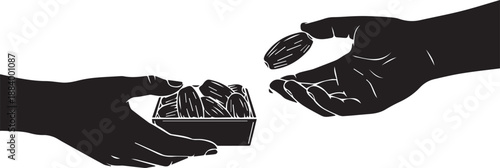 Sharing dates vector illustration, hand offering food