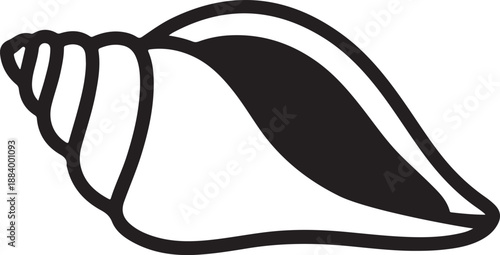 Black and white vector illustration of a seashell
