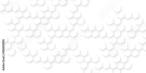 Futuristic emboss honeycomb mosaic white background, elegant golden and silver lines forming abstract hexagonal patterns, hexagons honeycomb wallpaper abstract white lines background.