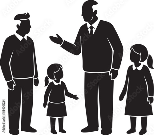 Teacher guiding young students in classroom setting with graduation cap and academic attire