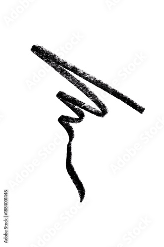 A black stroke from a cosmetic eyebrow pencil. Isolated on a white background.