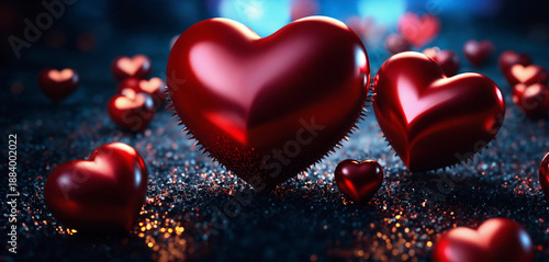 red heart on black background