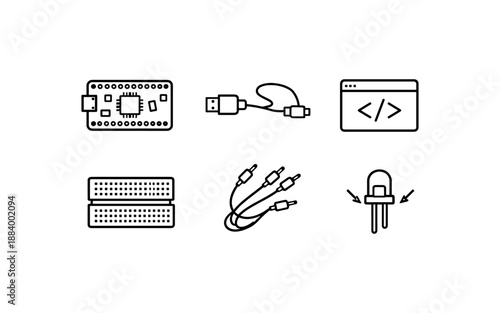 Collection of electronic components and coding symbols for technology and innovation