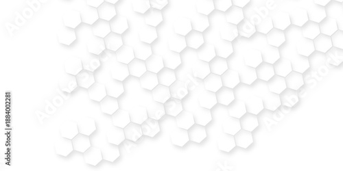 Futuristic emboss honeycomb mosaic white background, elegant golden and silver lines forming abstract hexagonal patterns, hexagons honeycomb wallpaper abstract white lines background.