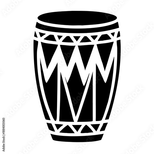 conga drum with african tribal motifs icon silhouette illustration for music and cultural design 
