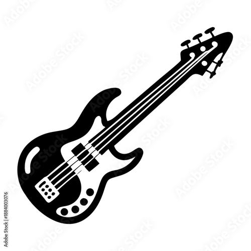 bass guitar in urban street style icon silhouette illustration for music and city design