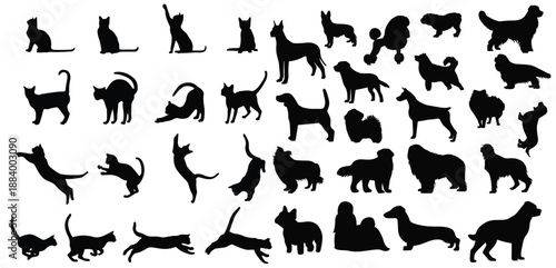 Animal Silhouettes Collection – Wild and Domestic Animals Set Adobe Illustrator Artwork