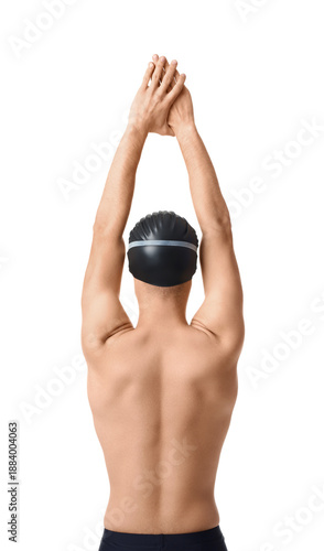 Swimmer stretching arms ove...