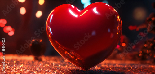 red heart in the night