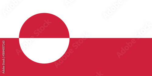 Accurate Greenland flag background. White and red colors