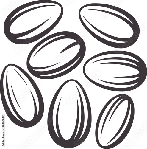 Minimalist black and of sunflower seeds oval