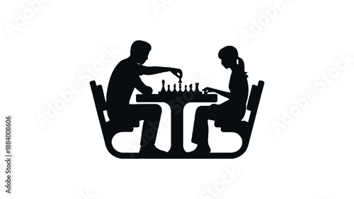 A man and woman play chess in a quiet moment of strategy