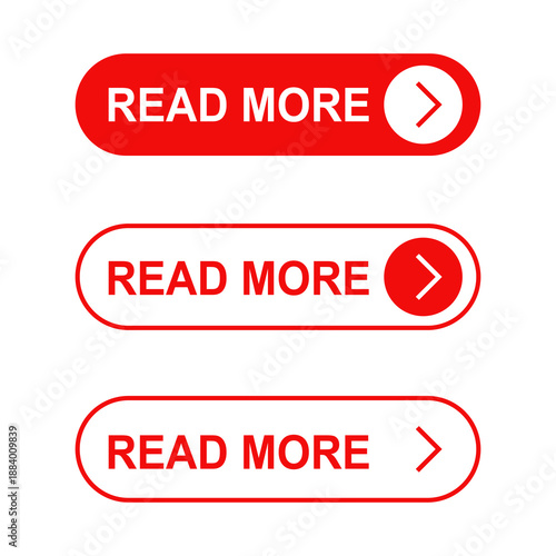 Read more buttons icon, Read more button for website design. Flat vector illustration design