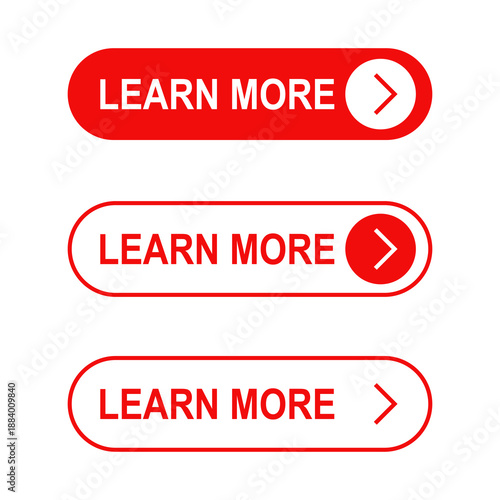 Learn more buttons icon, Learn more button for website design. Flat vector illustration design