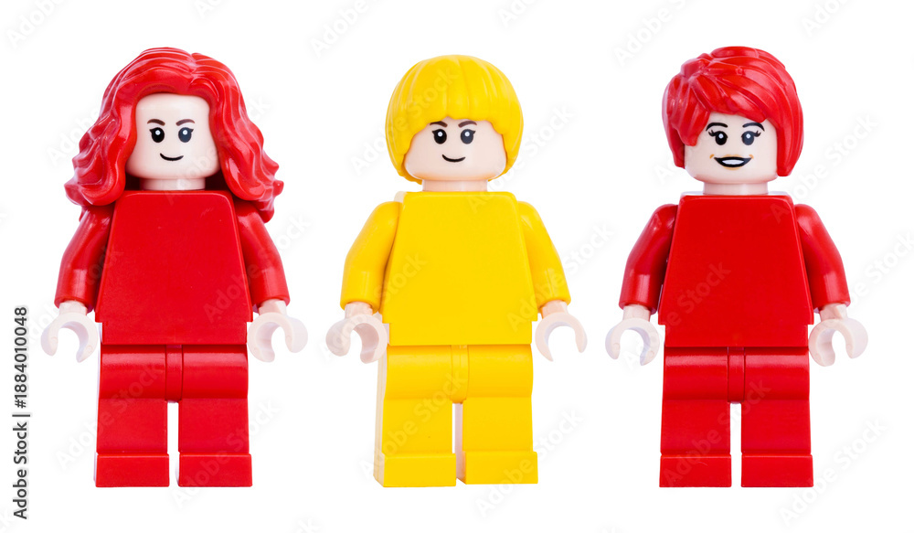 Fototapeta premium Dortmund - Deutschland 19. Januar 2026 - Lego Minifigur in rot, gelb und rot