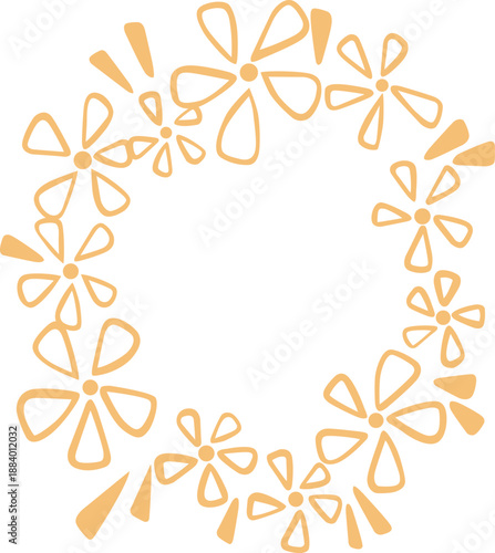 Hand draw orange flower doodle illustration for summer , romance , wedding, and autumn seasonal.