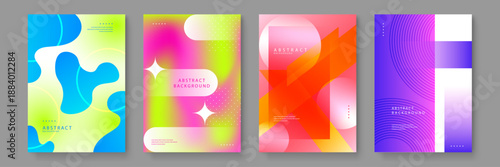 Dynamic abstract set with lime green gradients and bold orange-red geometric intersections featuring white star accents