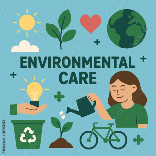 Person watering a small plant flat