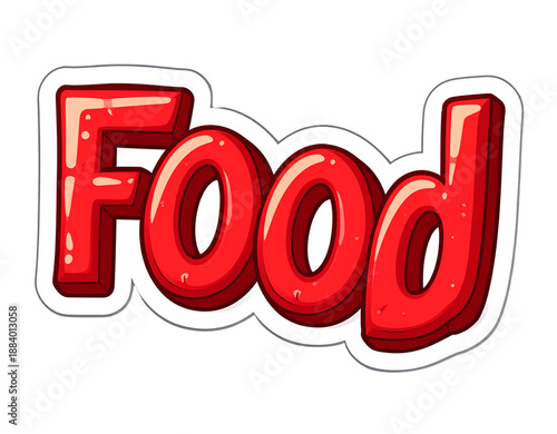Wallpaper Mural Red Glossy 3D Word Food With White Outline On Black Background Keywords: food, eating, cuisine, delicious, tasty, nutrition Torontodigital.ca