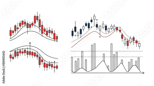 A collection of financial charts and graphs illustrating market trends and analysis