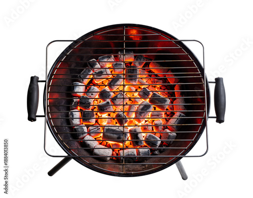 Wallpaper Mural Top View Barbecue Grill with Glowing Hot Charcoal and Metal Grate image Torontodigital.ca