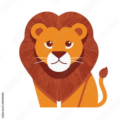 lion , flat design, cartoon vector illustration, isolated on white transparent background