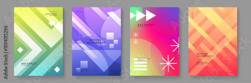 Dynamic abstract backgrounds using bold geometric elements and neon-inspired color palettes