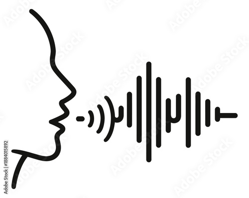 Line art illustration of a voice depicting sound waves for audio communication