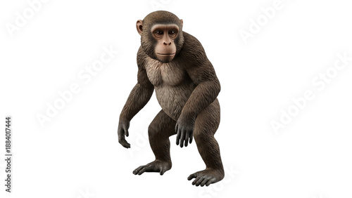 Monkey standing on its hinds with its paws up in the air.