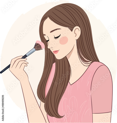 Pretty Girl Smiling with Long Brown Hair Wearing Pastel Outfit in Portrait