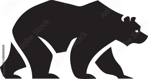 Black Bear Silhouette Logo Tattoo And Animal Symbol vector