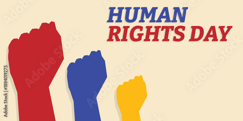 Human Rights Day background. Hand clenched upward design