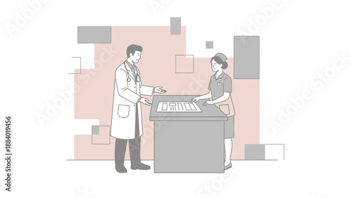 Doctor and Nurse Discussing Medical Chart at Desk